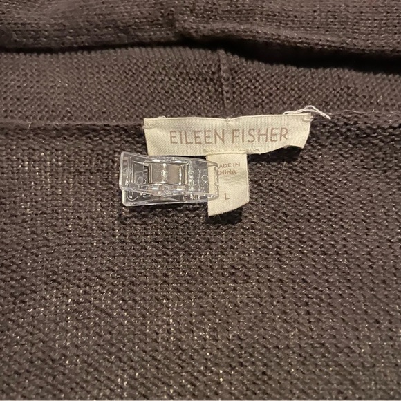 Eileen Fisher Linen Open Front Cardigan Short Sleeve Brown Lagenlook - Picture 5 of 7